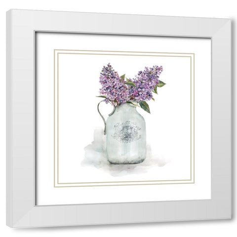 French Lilacs White Modern Wood Framed Art Print with Double Matting by Robinson, Carol