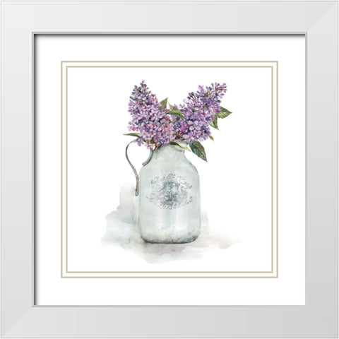 French Lilacs White Modern Wood Framed Art Print with Double Matting by Robinson, Carol