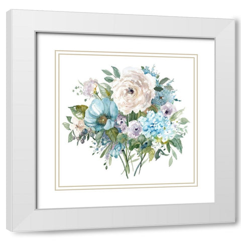 Blue and White Botanical II White Modern Wood Framed Art Print with Double Matting by Robinson, Carol