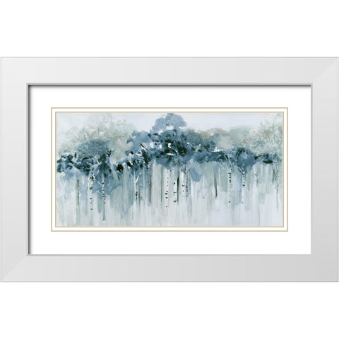 Blue Birch Morning White Modern Wood Framed Art Print with Double Matting by Jill, Susan
