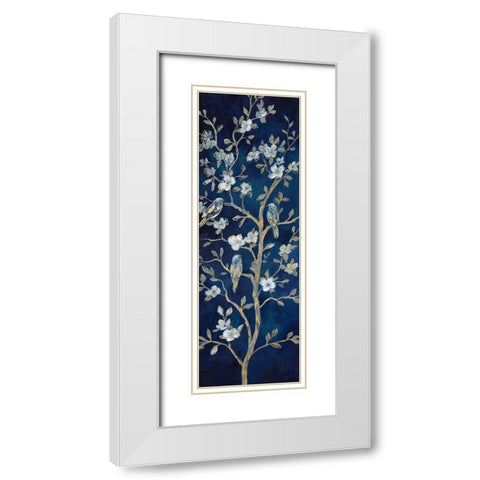 Indigo Spring I White Modern Wood Framed Art Print with Double Matting by Nan