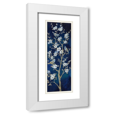 Indigo Spring II White Modern Wood Framed Art Print with Double Matting by Nan