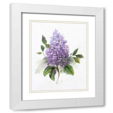 Lilac Romance I White Modern Wood Framed Art Print with Double Matting by Nan