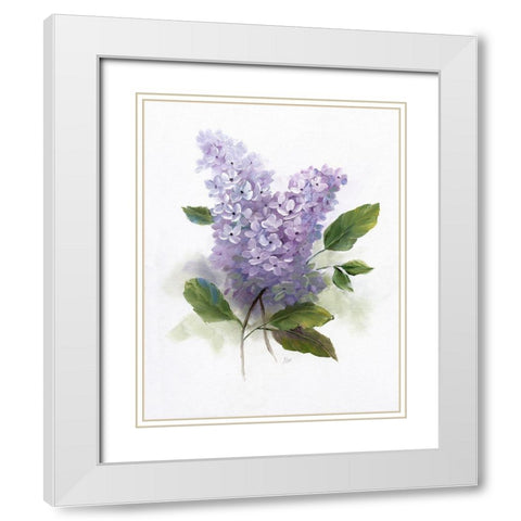 Lilac Romance II White Modern Wood Framed Art Print with Double Matting by Nan