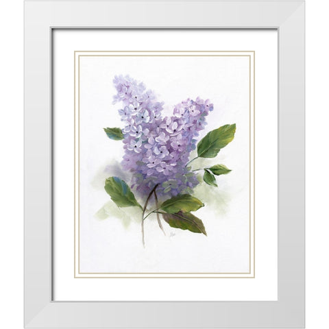 Lilac Romance II White Modern Wood Framed Art Print with Double Matting by Nan