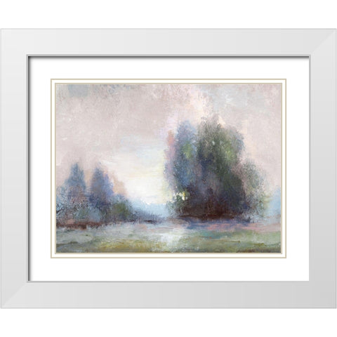 Lavender Spring White Modern Wood Framed Art Print with Double Matting by Nan
