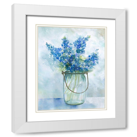 Bluebonnets II White Modern Wood Framed Art Print with Double Matting by Nan