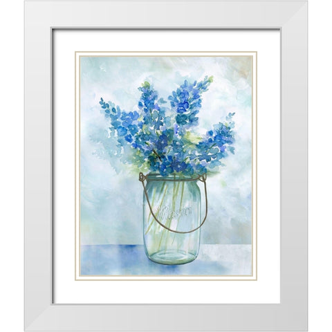 Bluebonnets II White Modern Wood Framed Art Print with Double Matting by Nan