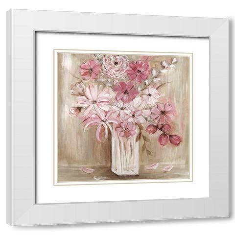 Summer Blush White Modern Wood Framed Art Print with Double Matting by Dunlap, Marilyn