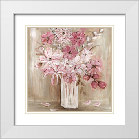 Summer Blush White Modern Wood Framed Art Print with Double Matting by Dunlap, Marilyn