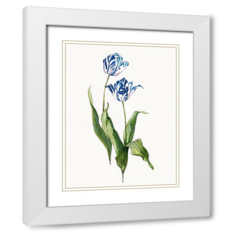 Blue Lively Botanical II White Modern Wood Framed Art Print with Double Matting by Swatland, Sally