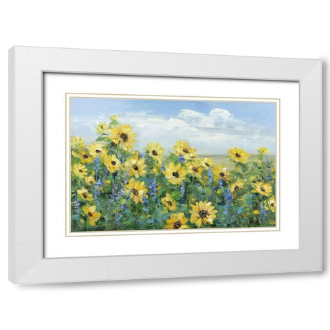 Sunflower Fields Forever White Modern Wood Framed Art Print with Double Matting by Craven, Katrina