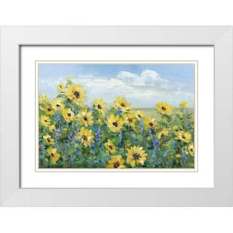 Sunflower Fields Forever White Modern Wood Framed Art Print with Double Matting by Craven, Katrina