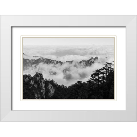 Yellow Mountain White Modern Wood Framed Art Print with Double Matting by Delimont, Danita