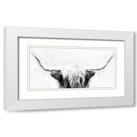 Longhorn White Modern Wood Framed Art Print with Double Matting by Edmonds, Cora