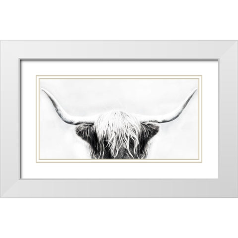 Longhorn White Modern Wood Framed Art Print with Double Matting by Edmonds, Cora