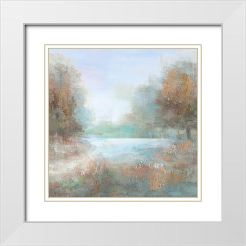 Blue Lagoon White Modern Wood Framed Art Print with Double Matting by Nan