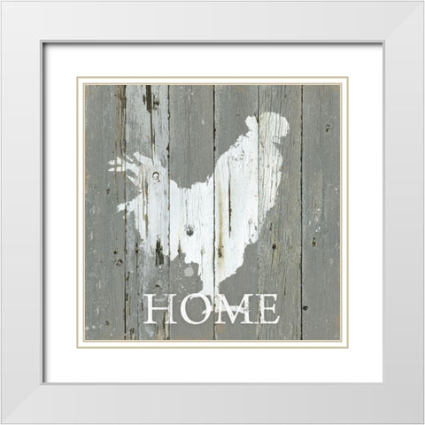Rooster Home White Modern Wood Framed Art Print with Double Matting by Robinson, Carol
