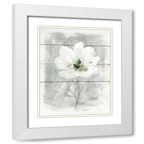 Farmhouse Rose II White Modern Wood Framed Art Print with Double Matting by Robinson, Carol