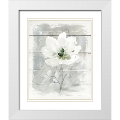 Farmhouse Rose II White Modern Wood Framed Art Print with Double Matting by Robinson, Carol