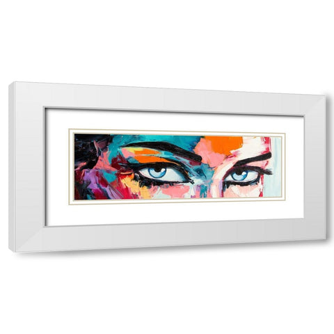 Pop Color Eyes White Modern Wood Framed Art Print with Double Matting by Tikhonova, Lana
