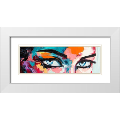 Pop Color Eyes White Modern Wood Framed Art Print with Double Matting by Tikhonova, Lana