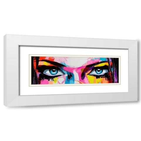Pop Color Eyes White Modern Wood Framed Art Print with Double Matting by Tikhonova, Lana