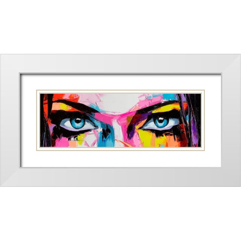 Pop Color Eyes White Modern Wood Framed Art Print with Double Matting by Tikhonova, Lana