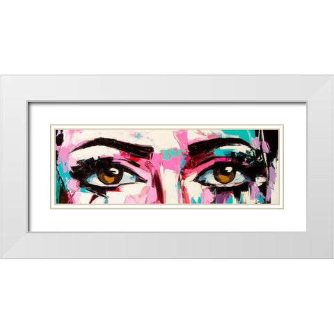 Pop Color Eyes White Modern Wood Framed Art Print with Double Matting by Tikhonova, Lana