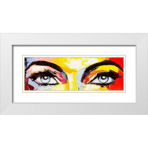 Pop Color Eyes White Modern Wood Framed Art Print with Double Matting by Tikhonova, Lana