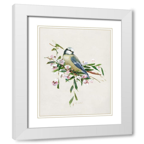 Spring Song Blue Bird I White Modern Wood Framed Art Print with Double Matting by Swatland, Sally