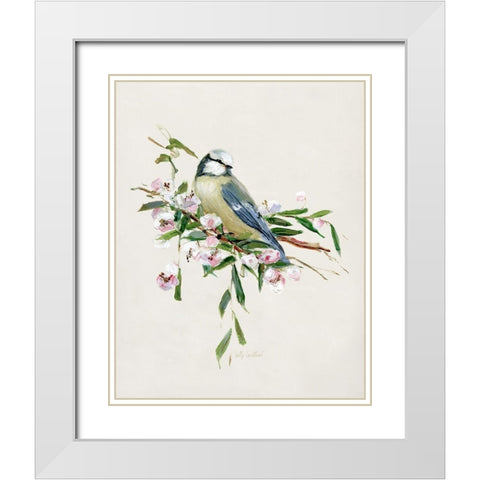 Spring Song Blue Bird I White Modern Wood Framed Art Print with Double Matting by Swatland, Sally