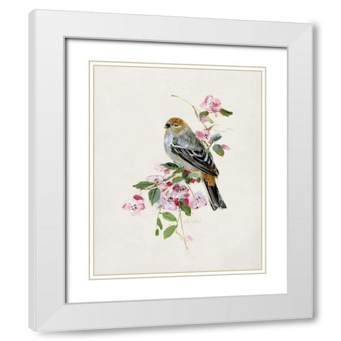 Spring Song Blue Bird II White Modern Wood Framed Art Print with Double Matting by Swatland, Sally