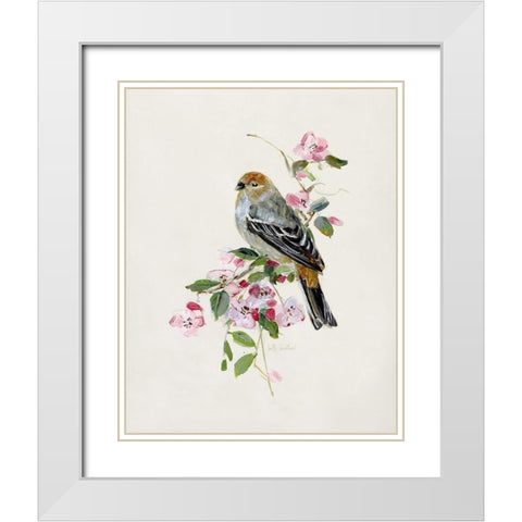 Spring Song Blue Bird II White Modern Wood Framed Art Print with Double Matting by Swatland, Sally