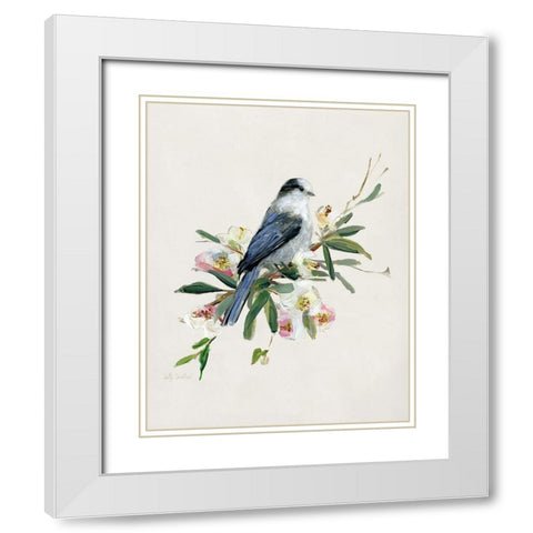 Spring Song Gray Jay White Modern Wood Framed Art Print with Double Matting by Swatland, Sally