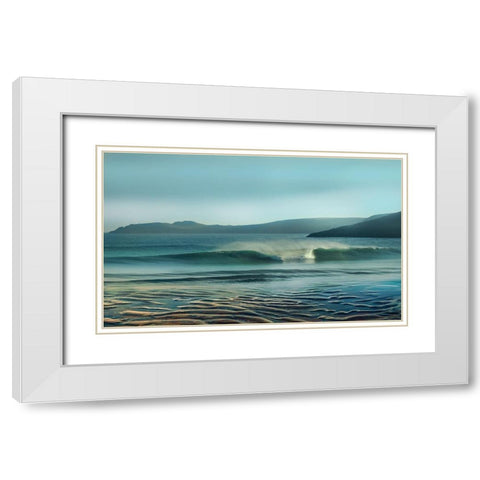 Waves Meet White Modern Wood Framed Art Print with Double Matting by Calascibetta, Mike