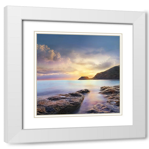 Cove Twilight White Modern Wood Framed Art Print with Double Matting by Calascibetta, Mike