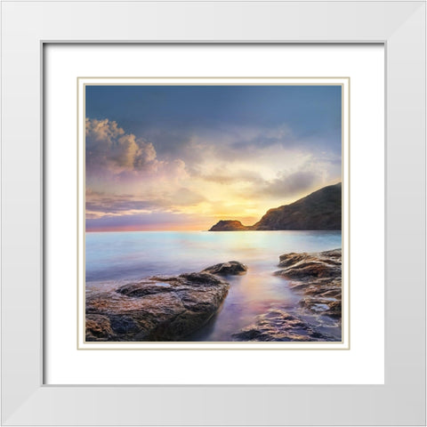 Cove Twilight White Modern Wood Framed Art Print with Double Matting by Calascibetta, Mike