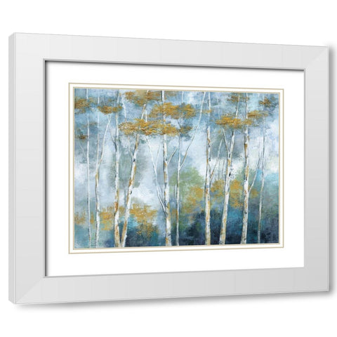 Indigo Forest White Modern Wood Framed Art Print with Double Matting by Nan