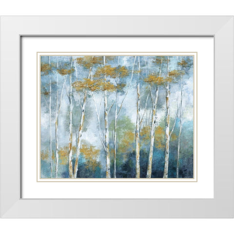Indigo Forest White Modern Wood Framed Art Print with Double Matting by Nan
