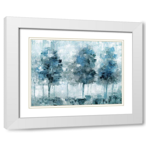 Shady Blue Forest White Modern Wood Framed Art Print with Double Matting by Nan