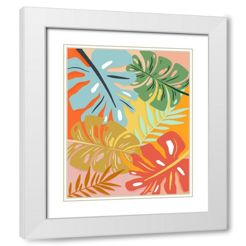 Tropical Foliage I White Modern Wood Framed Art Print with Double Matting by Carpentieri, Natalie