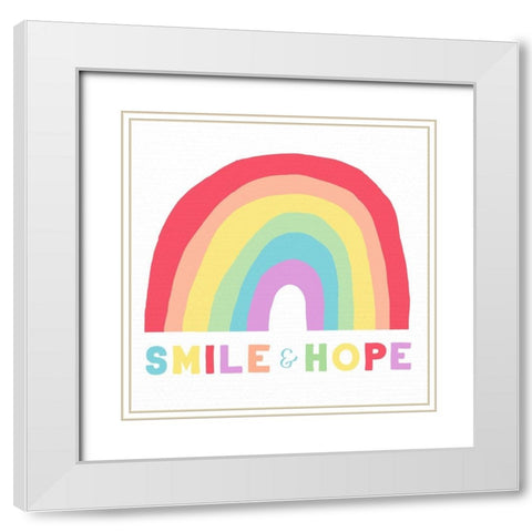 Smile and Hope White Modern Wood Framed Art Print with Double Matting by Santiago, Daniela