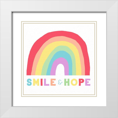 Smile and Hope White Modern Wood Framed Art Print with Double Matting by Santiago, Daniela