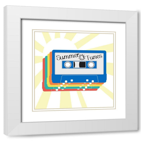 Summer Tunes White Modern Wood Framed Art Print with Double Matting by Santiago, Daniela