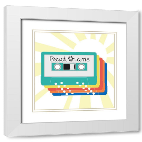 Beach Jams White Modern Wood Framed Art Print with Double Matting by Santiago, Daniela