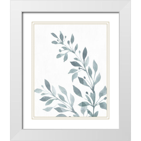 Blue Botanical Wash I White Modern Wood Framed Art Print with Double Matting by Knutsen, Conrad