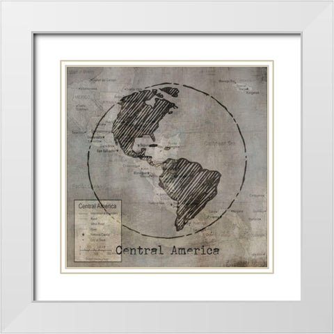Central America White Modern Wood Framed Art Print with Double Matting by Jill, Susan