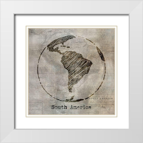 South America White Modern Wood Framed Art Print with Double Matting by Jill, Susan
