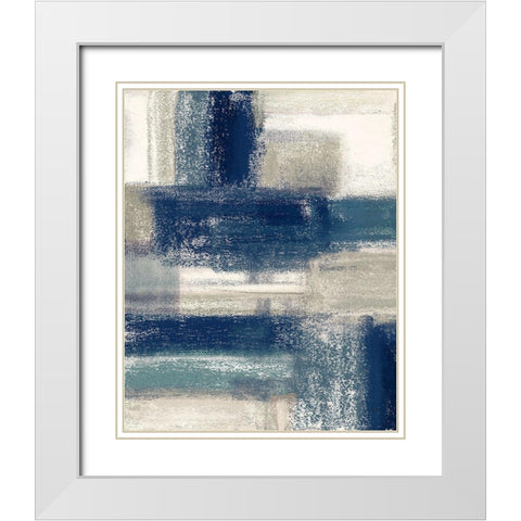 Blue Horizon I White Modern Wood Framed Art Print with Double Matting by Jill, Susan